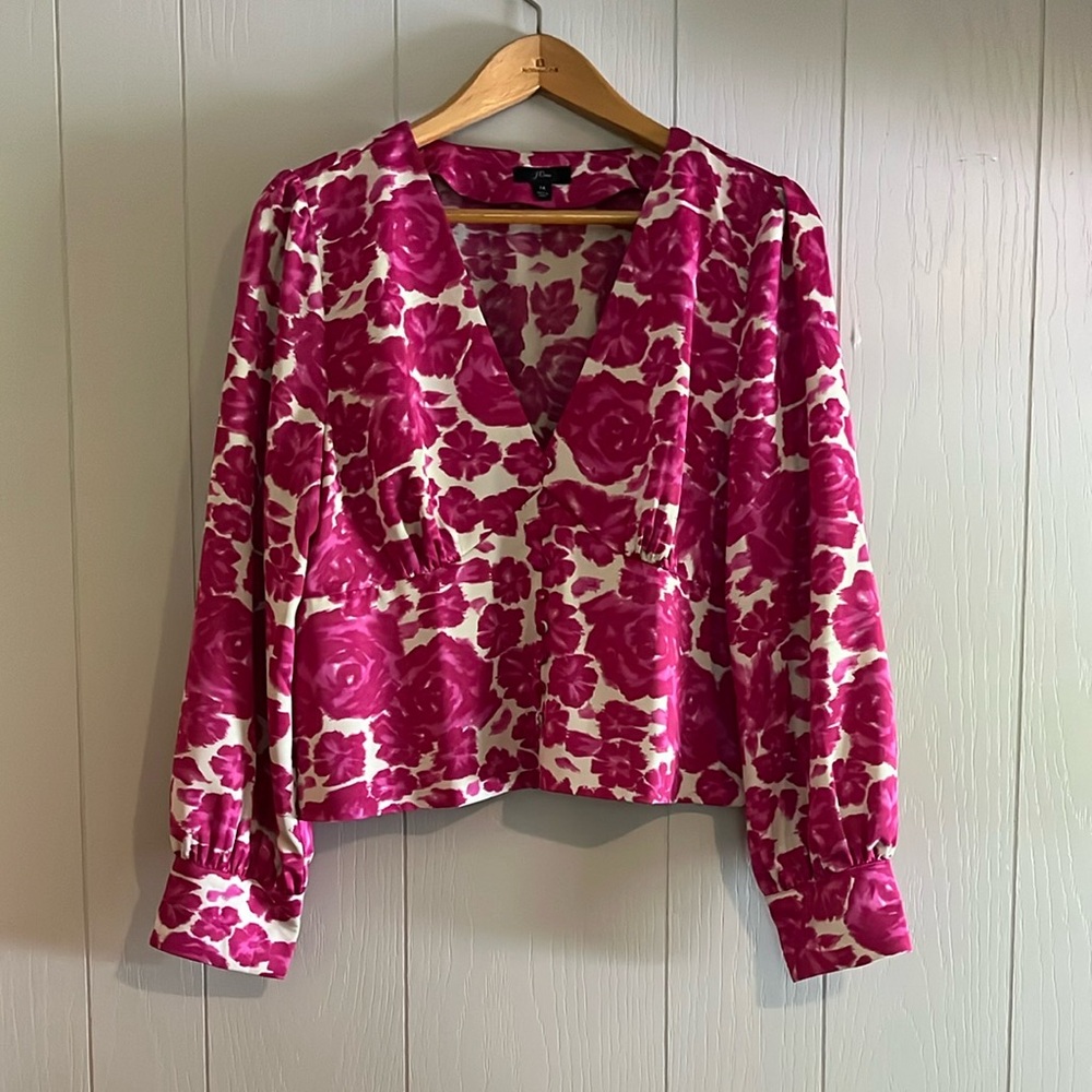 J.Crew Fuchsia Floral Blouse